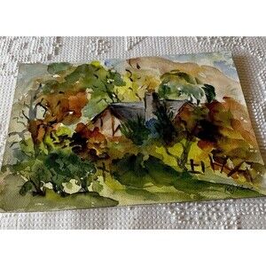 Watercolor Painting of Cottoge Original